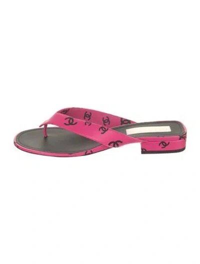 Pre-owned Chanel 2022 Leather Flip Flops In Pink