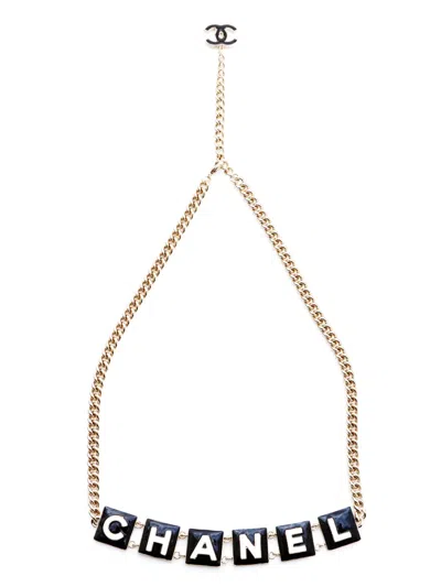Pre-owned Chanel 2022 Logo-charm Chain-link Belt In Gold