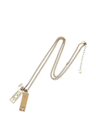 Pre-owned Chanel 2022 Logo-pendant Necklace In Gold