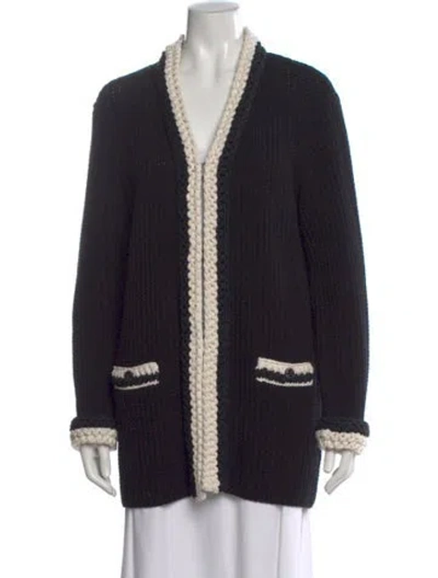 Pre-owned Chanel 2022 Open Front Sweater In Black