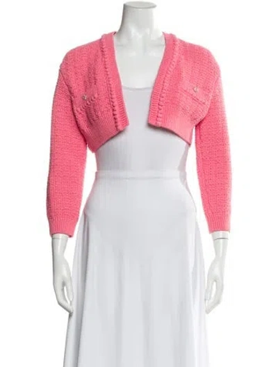 Pre-owned Chanel 2022 Open Front Sweater W/ Tags In Pink