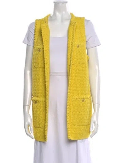Pre-owned Chanel 2022 Open Front Sweater In Yellow
