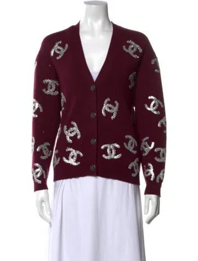 Pre-owned Chanel 2022 Paris-le19m Sweater In Burgundy