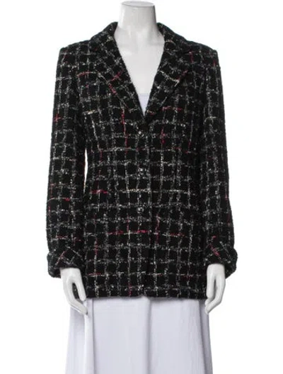 Pre-owned Chanel 2022 Plaid Print Blazer In Black