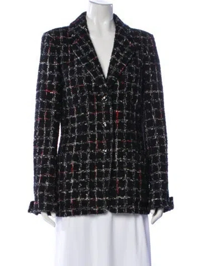 Pre-owned Chanel 2022 Plaid Print Blazer In Black
