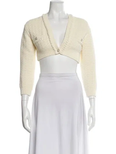Pre-owned Chanel 2022 Plunge Neckline Sweater In Neutral
