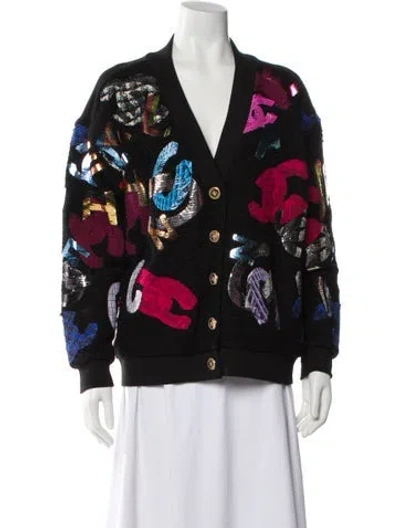 Pre-owned Chanel 2022 Printed Sweater In Black
