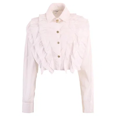Pre-owned Chanel 2022 Ruffled White Cropped Shirt