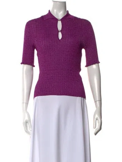 Pre-owned Chanel 2022 Short Sleeve Polo In Metallic/purple