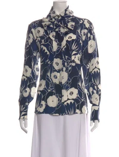 Pre-owned Chanel 2022 Silk Blouse In Blue