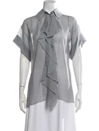 Pre-owned Chanel 2022 Silk Blouse In Blue