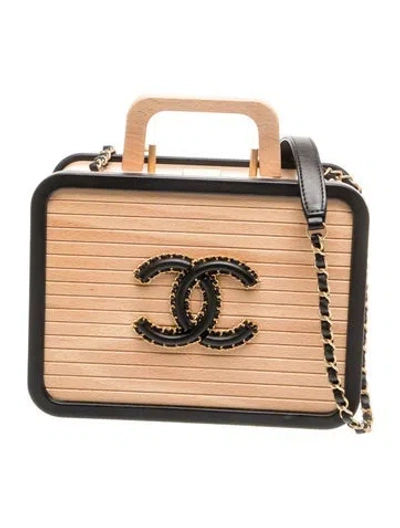 Pre-owned Chanel 2022 Small Beech Wood Vanity Case In Neutrals