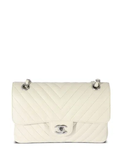 Pre-owned Chanel 2022 Small Chevron Quilted Shoulder Bag In White