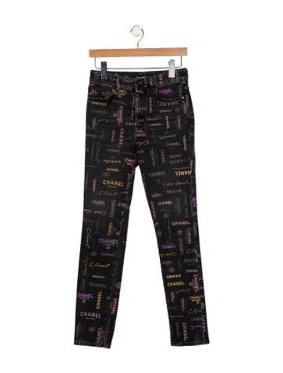 Pre-owned Chanel 2022 Straight Leg Jeans In Black