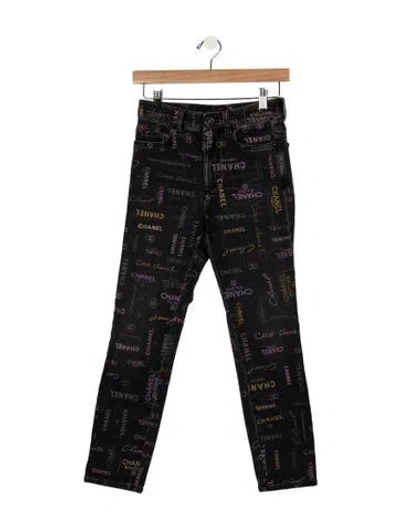 Pre-owned Chanel 2022 Straight Leg Jeans In Black