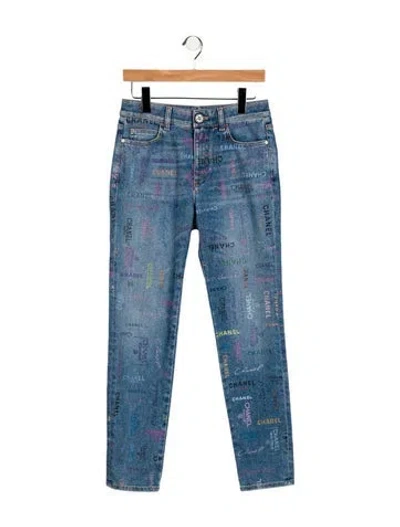 Pre-owned Chanel 2022 Straight Leg Jeans W/ Tags In Blue