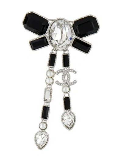 Pre-owned Chanel 2022 Strass Cc Bow Brooch In Multi