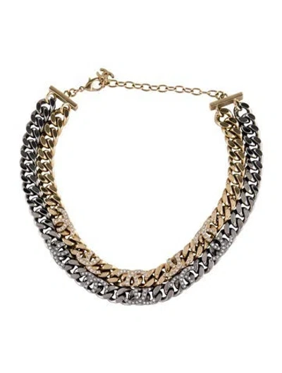 Pre-owned Chanel 2022 Strass Cc Curb Chain Choker Necklace, 16" In Transparent
