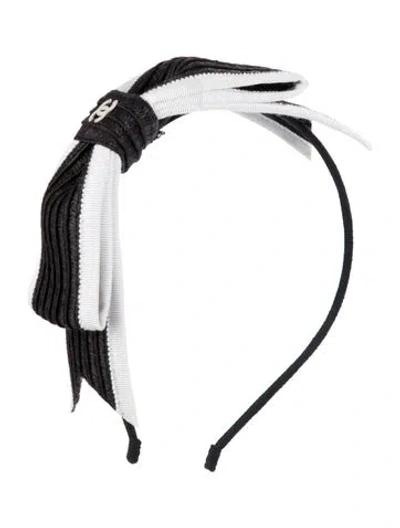 Pre-owned Chanel 2022 Straw Cc Headband In Black