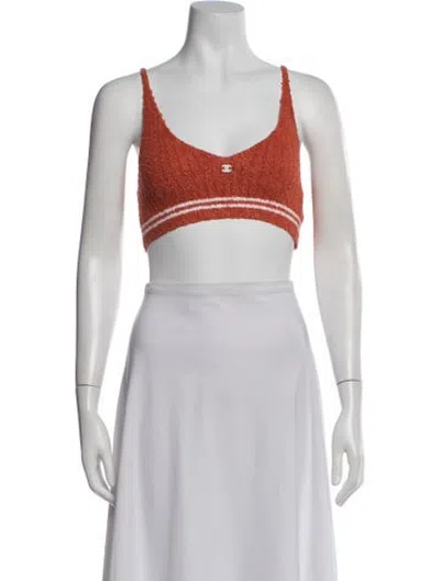 Pre-owned Chanel 2022 Striped Sports Bra In Pink