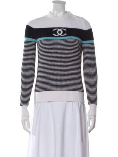 Pre-owned Chanel 2022 Striped Sweater In Black