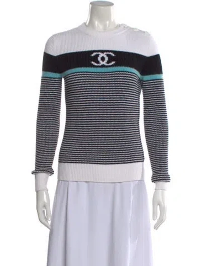 Pre-owned Chanel 2022 Striped Sweater W/ Tags In Black