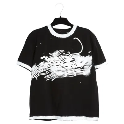 Pre-owned Chanel 2022 T Shirt Croisiere Fr38 Black Cotton Painted Resort Top Uk10 Us6 Or 8