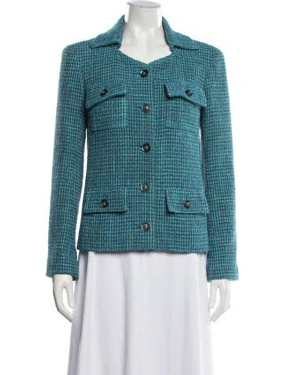 Pre-owned Chanel 2022 Tweed Blazer In Blue