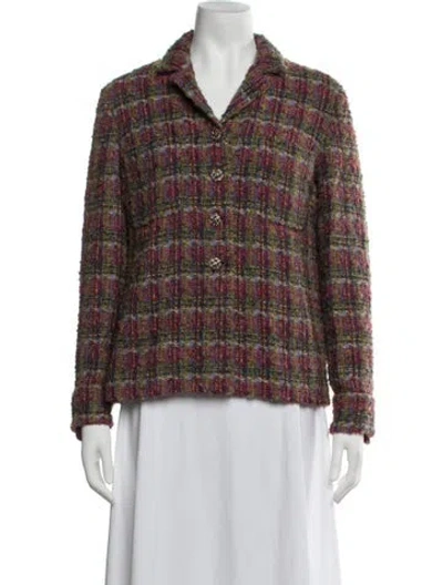 Pre-owned Chanel 2022 Tweed Blazer In Green