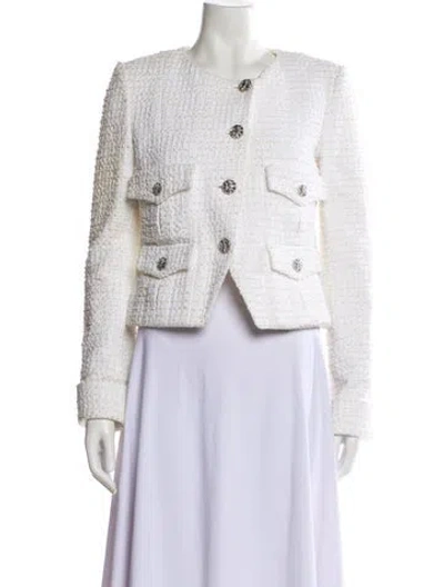 Pre-owned Chanel 2022 Tweed Evening Jacket In White
