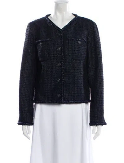 Pre-owned Chanel 2022 Tweed Jacket In Blue