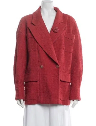 Pre-owned Chanel 2022 Tweed Pattern Blazer In Red