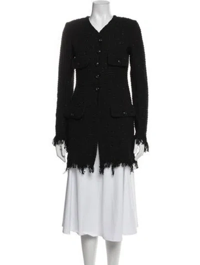 Pre-owned Chanel 2022 Tweed Pattern Coat In Black