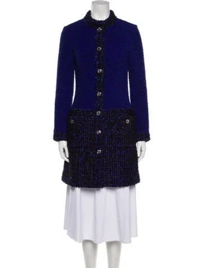 Pre-owned Chanel 2022 Tweed Pattern Coat In Blue