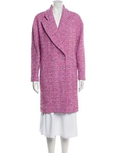Pre-owned Chanel 2022 Tweed Pattern Coat In Pink