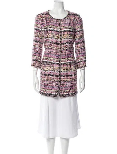 Pre-owned Chanel 2022 Tweed Pattern Evening Jacket In Pink