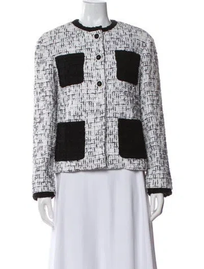 Pre-owned Chanel 2022 Tweed Pattern Evening Jacket In White