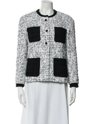 Pre-owned Chanel 2022 Tweed Pattern Jacket In White
