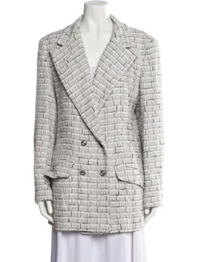 Pre-owned Chanel 2022 Tweed Pattern Peacoat In Neutral