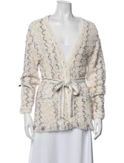 Pre-owned Chanel 2022 Tweed Pattern Sweater In White