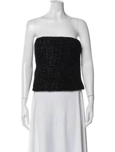 Pre-owned Chanel 2022 Tweed Pattern Top In Black