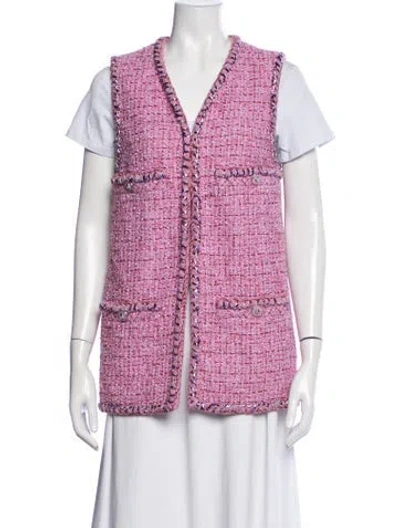 Pre-owned Chanel 2022 Tweed Pattern Vest In Pink