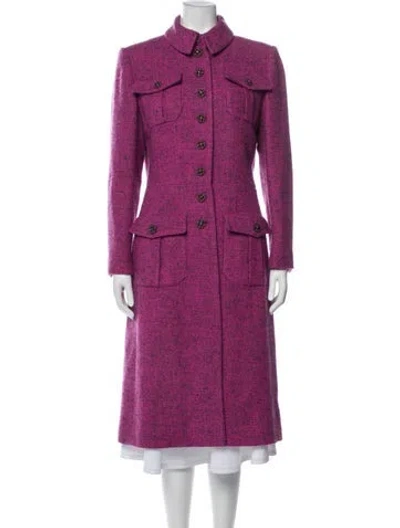 Pre-owned Chanel 2022 Virgin Wool Trench Coat In Purple
