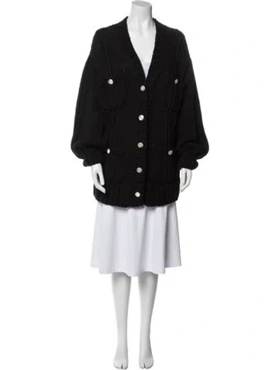 Pre-owned Chanel 2022 V-neck Sweater In Black