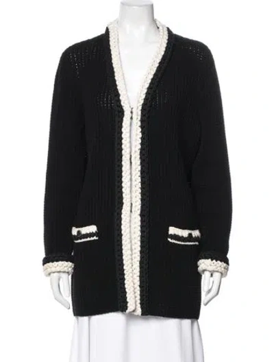 Pre-owned Chanel 2022 V-neck Sweater In Black