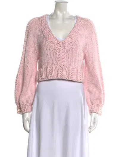 Pre-owned Chanel 2022 V-neck Sweater In Pink