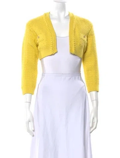 Pre-owned Chanel 2022 V-neck Sweater W/ Tags In Yellow