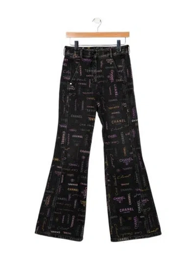 Pre-owned Chanel 2022 Wide Leg Jeans In Black