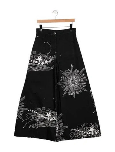 Pre-owned Chanel 2022 Wide Leg Jeans In Black