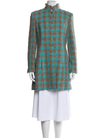 Pre-owned Chanel 2022 Wool Coat W/ Tags In Blue